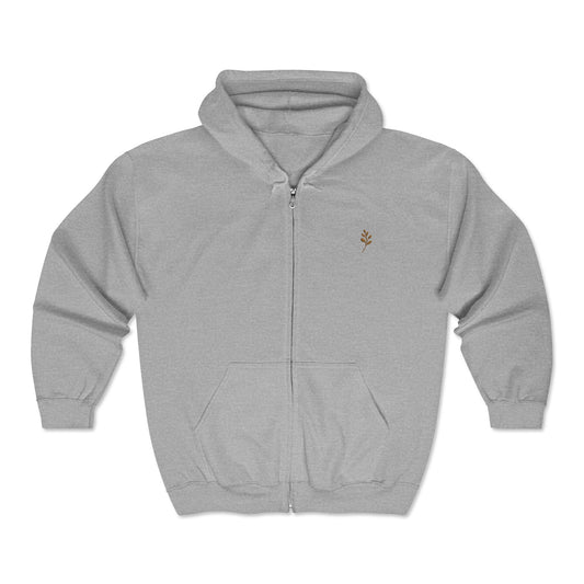 Ebroidered Zip-Up Hoodie, Cozy Unisex Pullover, Nature Lover's Gift, Perfect for Casual Wear, Eco-Friendly Fashion